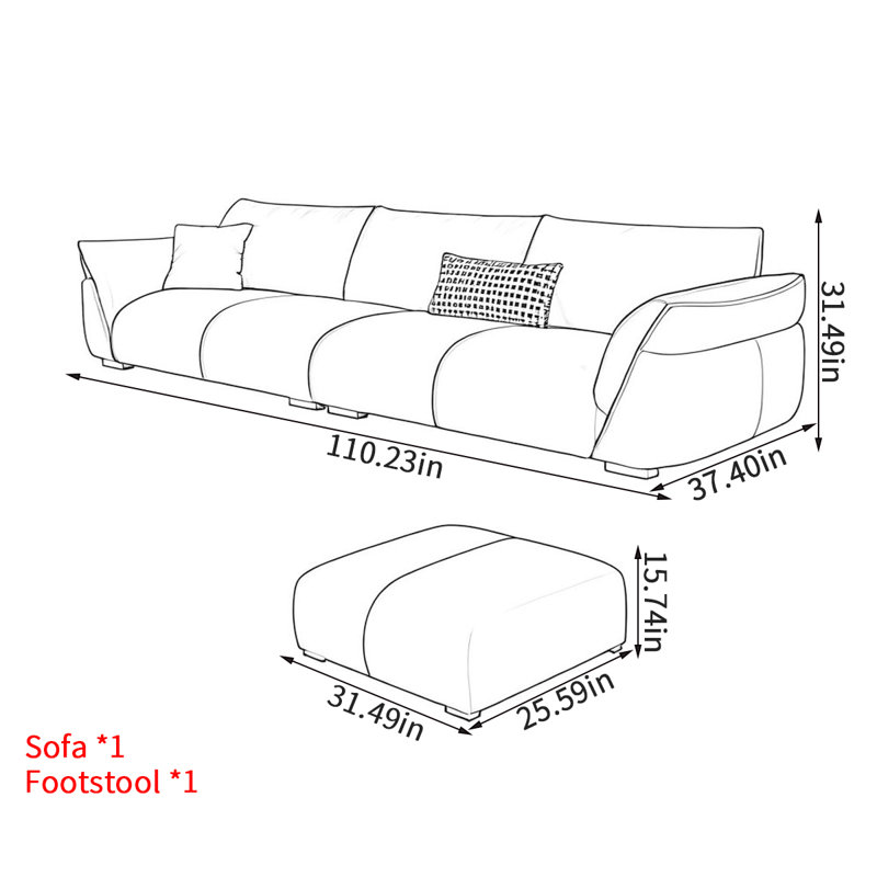 KANGLY Modern simple casual flannelette sofa set | Wayfair